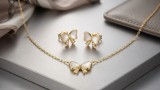 Cumpara ieftin Set Bijuterii din Argint 925 Placat cu Aur , Colier Fundita