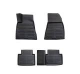 Covorase Auto Tip Tavita Cauciuc Tesla Model 3 (2017-2024) ALM, Set Fata+Spate, Margine Inalta, Fixare Podea, Negru
