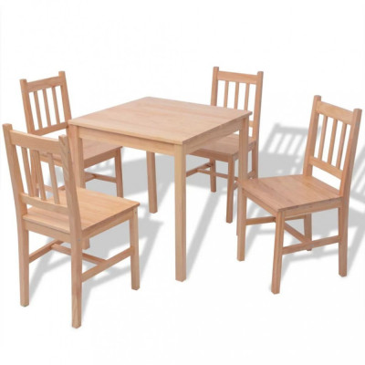 Set masă și scaune din lemn de pin, 5 piese foto