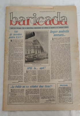 Ziarul BARICADA (24 ianuarie 1990) Anul I nr. 2 foto