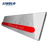 Cumpara ieftin Panou pentru &icirc;ntrerupator touch Livolo din sticla, gri, 2 simplu + 2 dublu