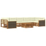 vidaXL Set de canapele de exterior cu pernă 8 pcs Natural și Crem 3383138