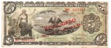 Mexic 5 Pesos 1914 P-702b Seria 1577551 ( Guvern provizoriu )