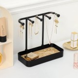 Cumpara ieftin Organizator pentru bijuterii, cu 5 brate, dimensiuni 20 x 10 x 19 cm, din lemn si catifea, negru
