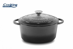 SEMIOALA FONTA EMAILATA + CAPAC 28X13 CM, 6L, MARBLE GRAY,