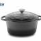 SEMIOALA FONTA EMAILATA + CAPAC 28X13 CM, 6L, MARBLE GRAY,