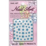 Flori albastre cu bulină neagră - sticker 3D, INGINAILS