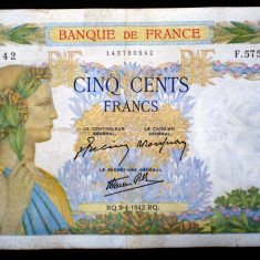 344 FRANTA WWII 500 FRANCS FRANCI 9.4.1942 SR. 542