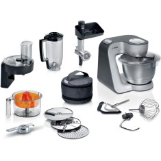 Robot de bucatarie Bosch Seria 4 MUM5935B, 1000 W, 7 viteze, Pulse, Bol 3.9l, Blender 1.25l, Miscare planetara 3D, Argintiu