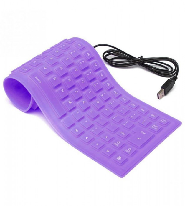 Tastatura flexibila USB sau PS2-Culoare Violet