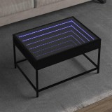vidaXL Măsuță de cafea cu LED infinity, negru, 70x50x41 cm 847682