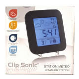 Statie meteo CLIP SONIC SL249, Termometru, Higrometru, Fazele lunii, Ceas, Alarma, Calendar , Negru