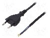 Cablu alimentare AC, 2m, 2 fire, culoare negru, cabluri, CEE 7/16 (C) mufa, PLASTROL - W-97146