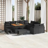 Set canapele grădină vidaXL 13 piese cu perne negre ratan poliester și lemn acacia