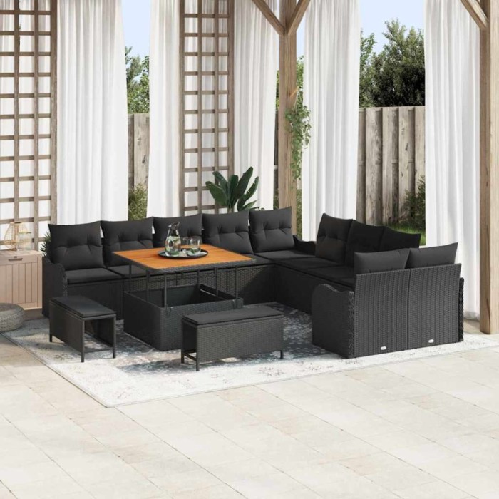 vidaXL Set de canapele pentru grădină 13 pcs Negru 100 x 100 x 71 cm 3364264