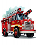 Cumpara ieftin Sticker decorativ, Masina de Pompieri, Rosu, 69 cm, 1214STK-1