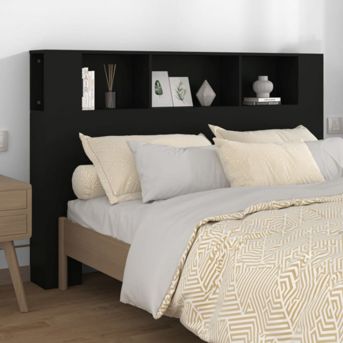 Tablie de pat cu dulap, negru, 160x18,5x104,5 cm GartenMobel Dekor