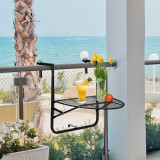 Outsunny masa de agatat pentru balcon, masuta metalica de instalare pe perete, Neagra