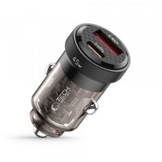 Incarcator Auto Tech-Protect CC45W, 45W, 5A, 1 x USB-A - 1 x USB-C, Negru
