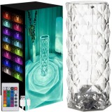 Lampă Proiector LED Acrilică, 16 Culori, 5 Nivele Intensitate, Funcție de Estompare, Baterie 400mAh, 9x21 cm