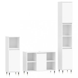 Cumpara ieftin Set mobilier de baie, 3 piese, alb, lemn compozit