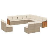 Cumpara ieftin Set canapele de gradina, 13 piese, cu perne, bej, poliratan