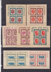 1946 LP 197a LP 198 a TINERETUL PROGRESIST+POSTA AERIANA BLOCURI DE 4 TIMBRE MNH foto