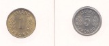 Moneda Islanda 1 si 5 Kronur 1971 - KM#12a/18 UNC ( set x2 in holdere )