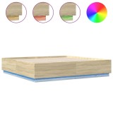 Cumpara ieftin Cadru de pat cu LED stejar sonoma 200x200 cm lemn prelucrat