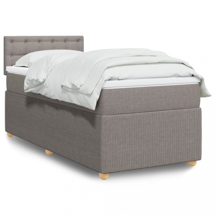 vidaXL Pat box spring cu saltea, gri taupe, 80x200 cm, textil 3287301