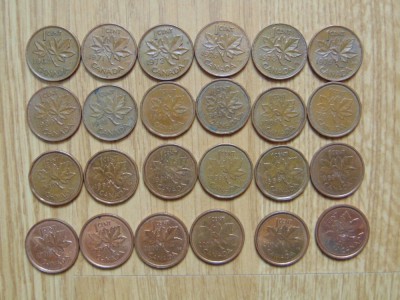LOT 24 MONEDE CANADA 1 CENT 1963-2005 foto