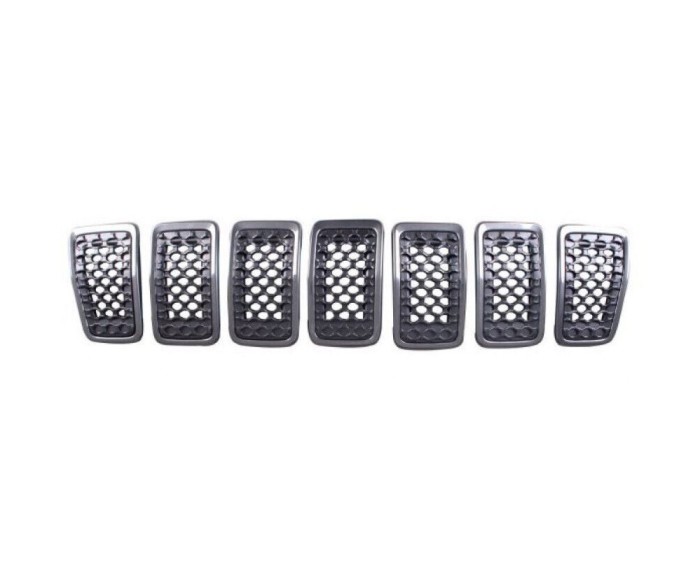 Grila radiator Jeep Cherokee, 09.2018-, montare fata, cu rame gri lucioase; negru, RapidAuto