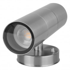 Aplica LED De Perete Interior/Exterior Techstar® CMJ-BDA304, Putere 2 x 6W, Culoare Lumina 3000K, Spoturi GU10, 20 x 6 Cm, IP 65, Inox