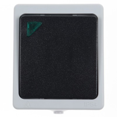 Intrerupator simplu cu indicator luminos Hoff Cubik, aparent, 10A, IP54, gri + negru foto