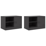 Cumpara ieftin Dulapuri TV, 2 buc., negru, 67x39x44 cm, otel