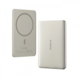 Baterie Externa Wireless Baseus PicoGo AM41, 5000mAh, 20W, PD + FQI, 1 x QI - 1 x USB-C, Bej