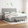 Gossi pat box spring cu saltea, gri deschis, 200x200 cm, textil