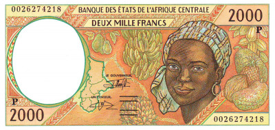 Statele Africii Centrale 2 000 Franci (P) Chad 2 000 P-603P UNC foto