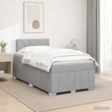Cumpara ieftin Pat boxspring cu saltea Gri deschis 120 x 190 cm Tesatura