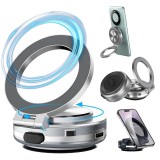 Suport Telefon cu Ventuză Salestore.ro&reg; &ndash; Magnet N55, Rotire 360&deg;, Pliere 270&deg;, Fixare Stabilă, Argintiu