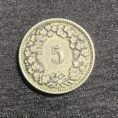 Moneda 5 rappen 1893 Elvetia