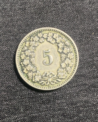 Moneda 5 rappen 1893 Elvetia foto