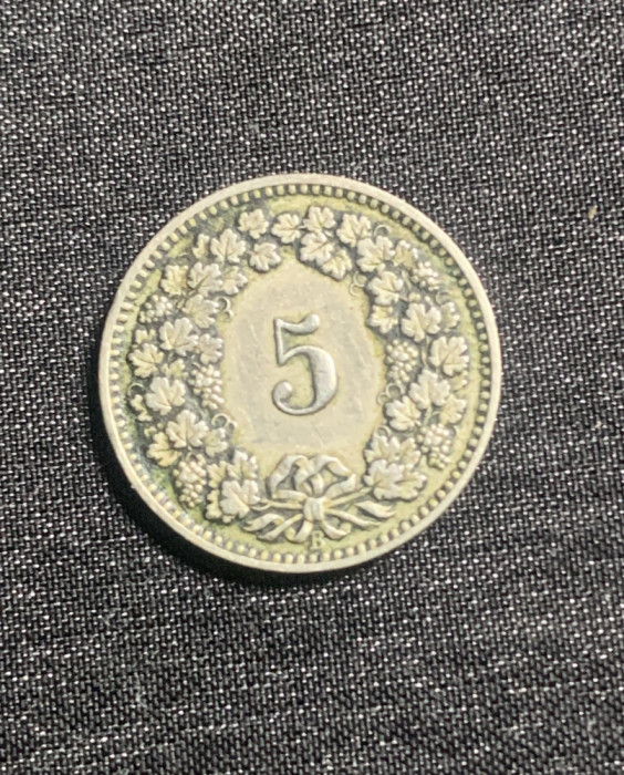 Moneda 5 rappen 1893 Elvetia