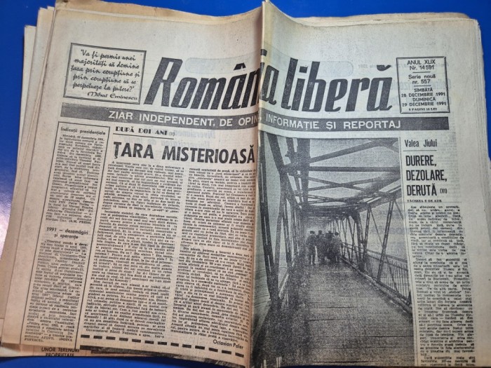 ziarul romania libera 28 - 29 decembrie 1991 - interviu IPS PImen arhiepiscop al sucevei si redautiului ,mihail gorbaciov