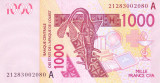 Bancnota Statele Africii de Vest 1.000 Franci 2021 - P115A UNC Coasta de Fildes