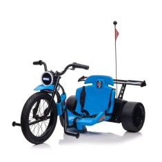 Motocicleta electrica pentru copii 5-12 ani, Kinderauto Drift-Trike, 500W, 24V 10Ah, roti moi, albastra