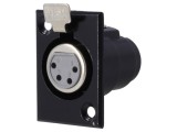 Soclu XLR Mamă 4 Pin cu Buton pentru Panou