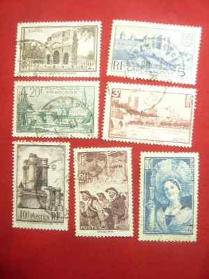 Serie Uzuale 1938 Franta , 7 valori stampilate foto