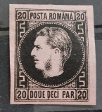 Romania 1867 - Carol l cu Favoriti hartie subtire,Lp.20c