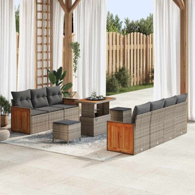 vidaXL Set de canapele pentru grădină 10 pcs Gri 90 x 55 x 71 cm 3363273 foto